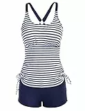 JASAMBAC Badeanzug Shape Damen Tankini Damen Zweiteiliger Badeanzug Bauchweg Tankini Oberteil Und High Waist Badeshorts Komfortabel Bademode Mit Verstellbare Schultergurte Sportlich Strandmode