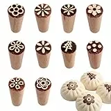 10 Stück Holzstempel, Stempel Set Für Ton Und Keramik, Keksstempel, Motivstempel, Handgeschnitzte Holzstempel, Ideal Für DIY, Kinderaktivitäten Und Kreatives Gestalten (5 Cm X 1,5 Cm)