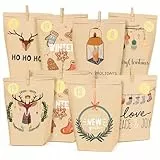 Adventskalender zum Befüllen - 24 Papier Adventstüten zum Basteln - Papier Weihnachtstüten-Papiertüten zum Basteln und Verschenken-Advents Tüten