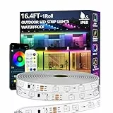5m RGB+IC LED Streifen,Außenbereich IP68 Wasserdicht,Steuerung mit App/Fernbedienung,Bluetooth Musik Sync Seillicht für Balkone,errassen,Dächer,Gärten,Schwimmbäder