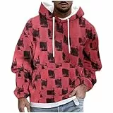 KOG Hoodie Herren Fashion Hooded Sweatshirt Grafik Drucken Kapuzenpullover 2025 Pullover Junge Kleidung Winter Oberteile Jungen Herbst Oversize Oberteil Baumwolle Langarmshirt Wassermelonenrot XL