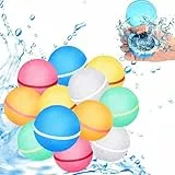 Wiederverwendbare Wasserbomben [12er Set] – Selbstschließende Wasserballons mit Magnetverschluss & Netzbeutel, Schnellbefüllung Wasserbomben für Wasserballons Schlacht, Poolparty & Sommeraktivitäten