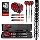 Harrows Predator 90% Wolfram-Dartpfeile in Schwarz und Silber | Darts-Set mit Stahlspitze | 21g, 22g, 23g, 24g, 25g & 26g | Enthält Supergrip Fusion Shafts und 100 Micron Predator Flights (24g)