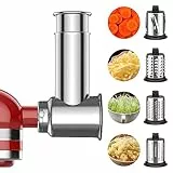 Edelstahl Hobel Shredder Aufsatz für KitchenAid Mixer, Käsereibe Aufsatz für Kitchenaid, Gemüsehobel Aufsatz für Kitchenaid, GVODE Küchenmaschine Aufsatz, Silber