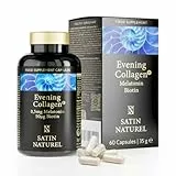 Satin Naturel Melatonin + Hyaluron Kollagen Kapseln – Hochdosiert mit 0,5mg Melatonin, 580mg Marine Collagen, Magnesium, Chlorella & Biotin – 60 Beauty Kapseln – Ohne Zusatzstoffe