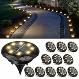 Solpex 12 Stück Solarlampen für Außen Garten, 8 LED Solar Bodenleuchten Aussen, IP65 Wasserdicht Gartenbeleuchtung, Terrassenbeleuchtung für Weg, Einfahrt, Pool, Garten, Hof (Warmweiß)