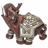 Duokon Resin Elephant Statue Decoration, Home Wohnzimmer Desktop Crafts, Büro, Haustür, Hotel oder Café Elegante Dekoration(Rot M 11 * 6 * 11 cm)