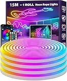 AILBTON 15m Neon Led Strip,Flexible LED Streifen,Control with App/Remote,Multiple Modes,Music Sync Gaming Led Strip Lights for Bedroom Indoor