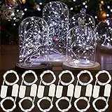 HXWEIYE 12 Stück LED Lichterkette Batterie, 2M 20LEDs Weiße Mini Lichterketten Silber Kupferdraht Batteriebetrieb, LED Beleuchtung Batteriebetrieben Deko für Flasche Geburtstag Innen Außen Deko