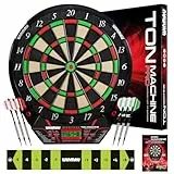 Winmau Elektronische Dartscheibe - Ton Machine Soft Tip Elektronische Dartscheibe, E Dartscheiben-Set mit 90+ Spielen & Digitaler Anzeigetafel für 8 Spieler - 2x Darts, Wurfleine, 10x Kunststoffspitze
