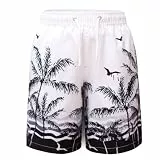 MEILONGER Badehose Jungen Badeshorts Schnelltrocknend Boardshorts mit Netzfutter Taschen und Verstellbarem Tunnelzug(Weiß Schwarz(Baum),14-16)
