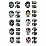 Zysta Piercing 10 Paare 10mm Ohrstecker aus Edelstahl Fake Plugs Ohrringe Fake Ohr Cheater Tunnel Plug Barbell Ohrpiercing für Damen Herren (Skelett)