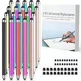 Touchscreen Stift,20pcs Tablet Stift für alle Tablets,Tablet Stift 2IN1 mit 20x0.35''Silikon Spitze/20x0.24''Silikon Spitze,Hohe Präzision,kompatibel mit alle Touchscreen Geräte (20) (20, Multi)
