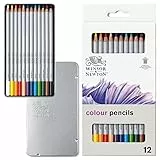 Winsor & Newton 490012 präzisions Künstlerfarbstifte im Set, 12 lebendige Farben, hochwertige Künstlerpigmente für farbkräftiges Malen in mehreren Schichten, höchste Farbbrillanz, bruchsicher