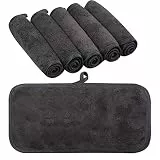 KinHwa Abschminktücher Waschbar Mikrofaser 6er Set 15x30cm, Ultraweich Gesichtstuch, Make Up Entferner Tuch Nur mit Wasser, Wiederverwendbar Waschlappen Gesicht, Saugfähig, für empfin（Dunkelgrau)