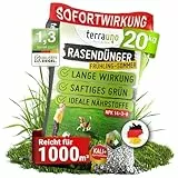 TerraUno Rasendünger Frühjahr/Sommer I Sofortwirkung für saftiges grün I 20 kg für 1000 m² I gesunder Rasen verdrängt Moos und Unkraut I NPK Dünger Rasen I Gegen Trockenstress I Für den Streuwagen