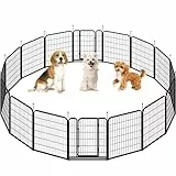 Yaheetech Welpenlaufstall 16-teilig 80cm, Hundeauslauf Einteilige Verriegelung, Verbindungsstangen mit rundem Kopf, Faltbare Freilaufgehege für Hunde Wohnung und Garten, Aufbau werkzeugfrei