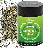 Hallingers Erholungsreise - Loser Grün-Tee mit Jasmin, Rosenblüte & Kornblume (Dose) - Geschenk im Sommer & als perfektes Grillgeschenk | Geburtstag Glückwunsch Genesung Danke Freundschaft