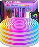 httpsmp 30M RGB Neon LED Strip Lights, Musik Sync, 24V Flexible Streifen mit App/Fernbedienung anwendbar auf Schlafzimmer, Raum & Außendekoration