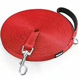 HAPPY HACHI Schleppleine für Hunde, 3m /5m /10m /15m /20m /25m /30m /33m Nylon Hundeleine mit Handschlaufe, Trainingsleine mit D-Karabiner,Lange Hundeleine,für Gehorsamkeitstraining (Rot, 25m)