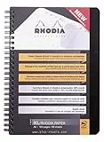 Rhodia 119970C Addressbuch (mit Doppelspiralbindung, DIN A5, 14,8 x 21 cm, Register bedruckt, 90 g, 80 Blatt) 1 Stück schwarz