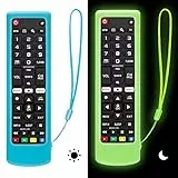 Angrox Silikon-Schutzhülle für LG Smart TV-Fernbedienung (leuchtet im Dunkeln, leuchtendes Grün + Blau), 2 Stück