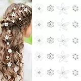 20 Stück Weiße Kleine Blumen Haarspangen Mädchen,Blumen Haarklammer Klein mit Strass,Kommunion Haarschmuck Accessoires,Haarschmuck Haarnadeln Frauen für Braut Hochzeit