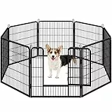 Yaheetech Welpenlaufstall 8 Gitter je 80 x 80 cm Freilaufgehege Welpenauslauf Hundelaufstall Tierlaufstall mit Tür für Hunde Wohnung & Garten