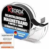 REORDA® Magnetband selbstklebend im Spender - Magnetstreifen - Magnetklebeband hervorragend für Postkarten, Fotos & Whiteboards geeignet (6 Meter)