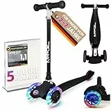 Kinderroller kinnaz ONE, LED Räder, Faltbar, Mitwachsend, 2-7 Jahre, Focus Empfehlung, Roller Kinder 2 Jahre, ab 3 Jahre, Tretroller, kein Wegwerfprodukt, über 100000 verkauft, aus Hamburg