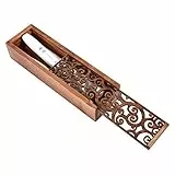 LiebeWH Hölzerne Federmäppchen Stiftebox Desktop Hölzerne Bleistiftbox mit Schiebedeckel Schreibwaren-Aufbewahrungs-Organisator Schulbüro (Strudel-Gras-Art)