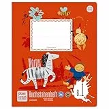 Formati Buchstabenheft B.1 Quart 14 Blatt liniert, vorgedruckten Buchstaben in Druckschrift und Zeichenfeld, aus 100% Recyclingpapier