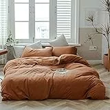Sedefen Bettwäsche 135x200cm 4Teilig Baumwolle Renforce Karamell Braun Uni Unifarben Baumwollbettwäsche Set,2 Bettbezug und 2 Kissenbezug 80x80cm,mit Reißverschluss