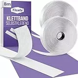 Filzada® 8 Meter Klettband Selbstklebend EXTRA STARK Weiß - 20 mm breiter Klettverschluss Selbstklebend - Klettklebeband - innen & außen