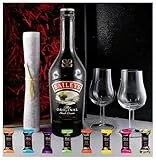 Baileys Original Irish Cream Likör + 2 Likörgläser + 8 Edelschokoladen in 8 Sorten im Geschenk Karton Frauengeschenke Genießer Set Likör mit Schokolade genießen
