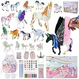 BONNYCO Einhorn Geschenk für Mädchen Malset 18 Bastelset Kinder mit Dunkeln Leuchtender Farbe | Mädchen Spielzeug, Kreatives Geschenke für Kinder | Basteln Einhorn Spielzeug Geburtstag Weihnachten