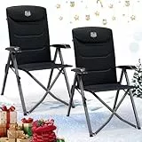 TIMBER RIDGE 2er Campingstuhl Faltbar Hohe Lehne mit 4 Positionen verstellbar bis 150kg Klappstuhl Camping Gepolstert Faltstuhl Liegestuhl mit Tasche für Garten Balkon Wohnmobil