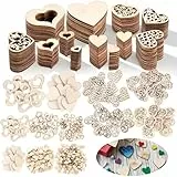 VGOODALL 510 Stück Holzherzen Deko, naturbelassene Herz Deko in 5 Größen 10–40 mm, mit 10 m Juteschnur, Holzherzen zum Beschriften und Basteln, Holzdeko Tischdeko Hochzeit, Weihnachtsdeko Geschenke