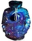 Hgvoetty Unisex 3D-Hoodies für Männer und Frauen, coole Grafik-Pullover Sweatshirts mit Taschen, Axw-blue Galaxy, Medium