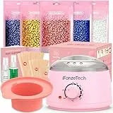 Waxing Set Wachs Haarentfernung zuhause: Warmwachs Haarentfernung - Wachswärmer Gerät mit Silikon Schale, 5 Packungen Wachsperlen für Gesicht, Intimbereich, Körper, Wachswärmer set für Frauen Männer