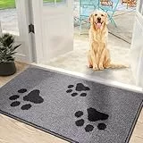 Mibao Türmatte Inenn 60 x 90 cm, Schmutzfangmatte für den Eingang und Hintertür, rutschfeste Fußmatten, maschinenwaschbar, Weicher Haustierteppich für schlammige Schuhe und Pfoten, Grau