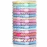 16 Stück Haargummi Geflochtene Haargummis Damen Mädchen, Mehrfarbigen Hair Ties, Elastische Haarbänder Frauen Mädchen, Geflochtenes Haarband Armband Zopfgummis für Dickes und Lockiges Haar