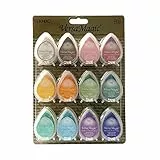 Tsukineko VersaMagic Dew Drop Set 12 Stempelkissen - Mehrere Farben, Spring Flowers- Klein - Wasserbasis - Deckend, Beständig gegen Ausbleichen - Embossing - für Dünnes Papier