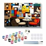RICUVED DIY Abstrakte Kunst Malen nach Zahlen Set für Erwachsene Kinder mit Holzrahmen -Kaffee Ölgemälde für Anfänger, Paint by Numbers kits, perfekte Geschenkidee und Wanddekoration 20x30cm