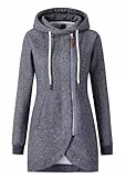 YUTILA Damen Kapuzenpullover Zipper Hoodie Herbst Winter Pulli Sweatjacke mit Reißverschluss