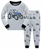 Little Hand Jungen Kinder Schlafanzug Langarm Herbst Winter Kinder Nachtwäsche Rakete Hakenmaschine Feuerwehrauto Schlafanzug 92 98 104 110 116 122 (92, Traktor)