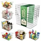 KICHLY Pantry Organizer, 6er-Pack Kunststoffbehälter mit Griffen für Küche, Schrank, Kühlschrank und Regal, BPA-frei, stapelbare Vorratsbehälter