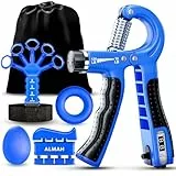 ALMAH Handtrainer Fingertrainer 5-Pack, Unterarmtrainer Griffkraft Trainer Set, Verstellbarer Grip Trainer, Finger Trainingsgerät, Fingerstrecker, Trainingsring und Stressabbau-Griffkugel