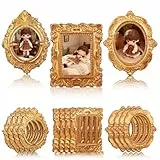 Toyvian 15er Set Mini Bilderrahmen Vintage, Goldene Barockrahmen 1:12 Maßstab für Puppenhaus, Kleine Fotorahmen aus Harz für DIY-Telefonhülle, Schmuck Display & Fotorequisiten, Rechteckig, 4x3cm