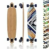 MAXOfit Longboard Charisma Blue No. 02 - Drop Through Board mit flexiblem Deck und mittelweichen Rollen - Drop Through Achsen und Cutouts für tieferen Schwerpunkt